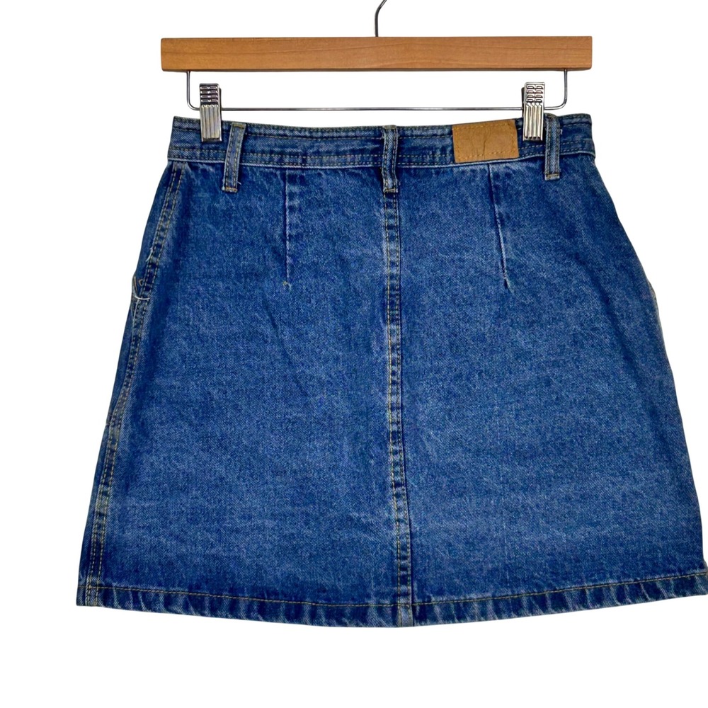 SHEIN Denim Mini Skirt Womens Size M Blue Button Front High Waist Casual Pocket - Picture 4 of 6